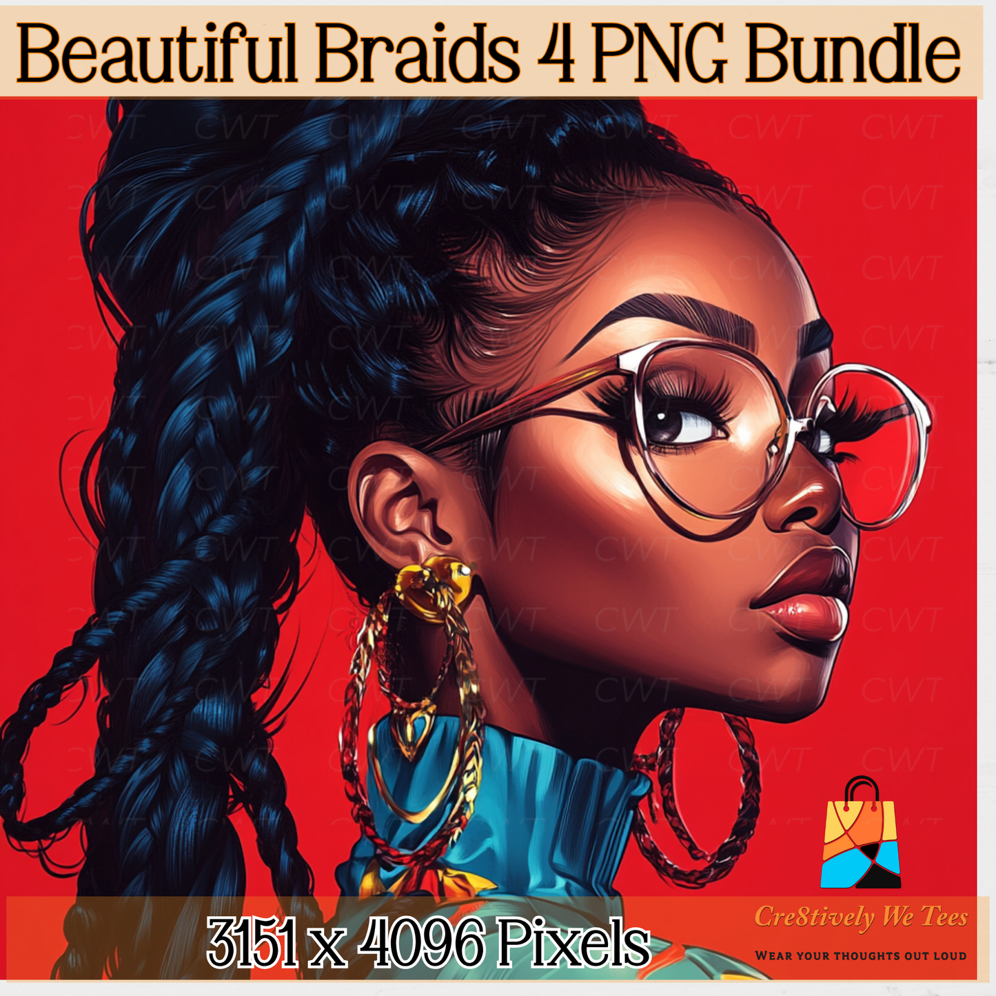 Beautiful Braids 4 PNG Bundle, Powerful Art, Digital Illustrations, Black Girl Magic Art, Instant Download, Perfect for Journals and more