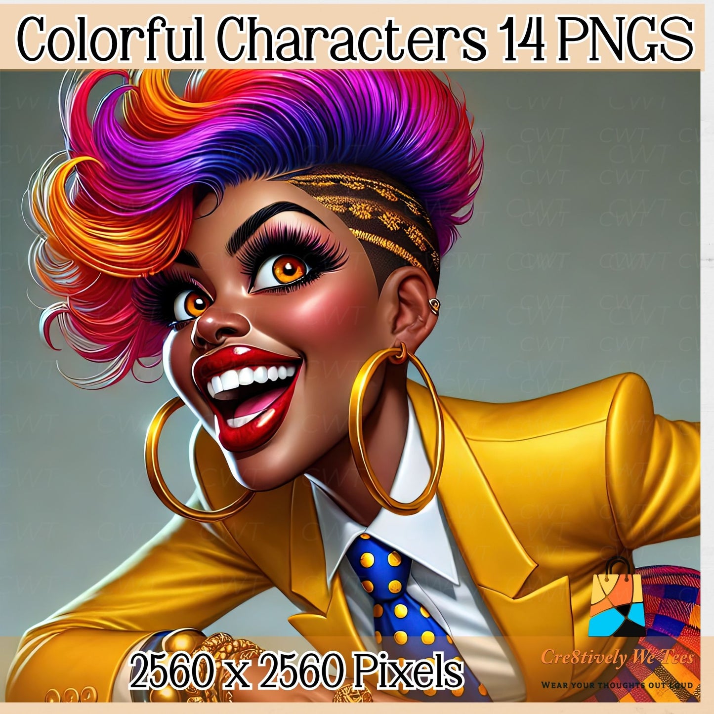 Colorful Character Collection - Vibrant Digital Portraits for Journals, Social Media, Print-on-Demand, and DIY Projects