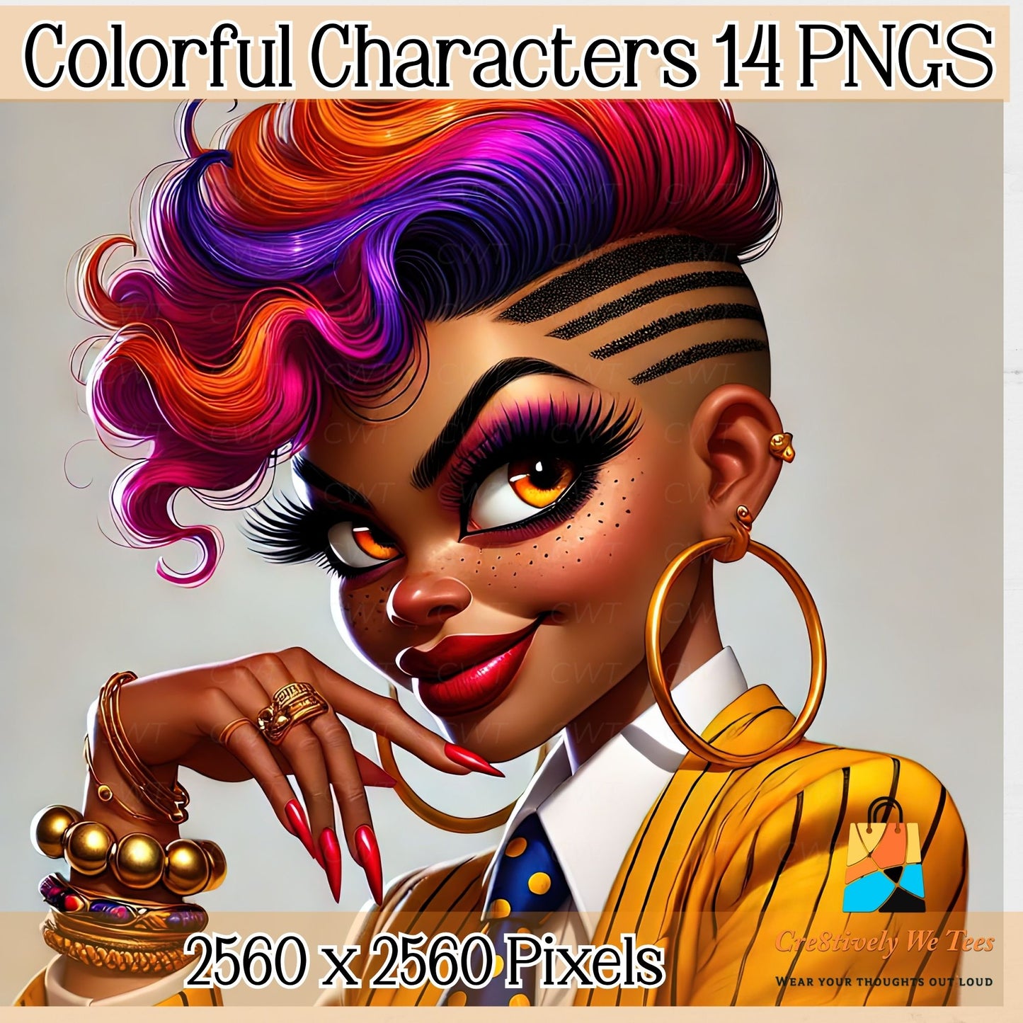 Colorful Character Collection - Vibrant Digital Portraits for Journals, Social Media, Print-on-Demand, and DIY Projects