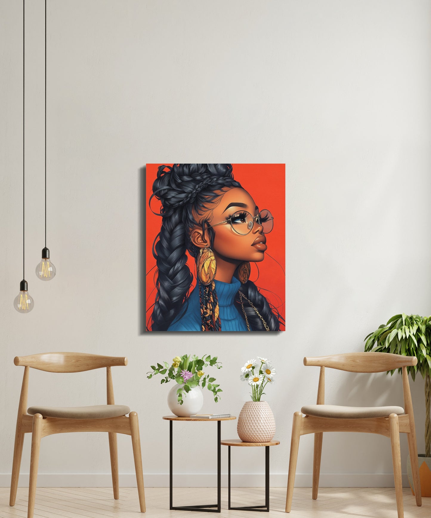 African American Woman Art Print, Colorful Portrait Wall Decor, Modern Afro Style Poster