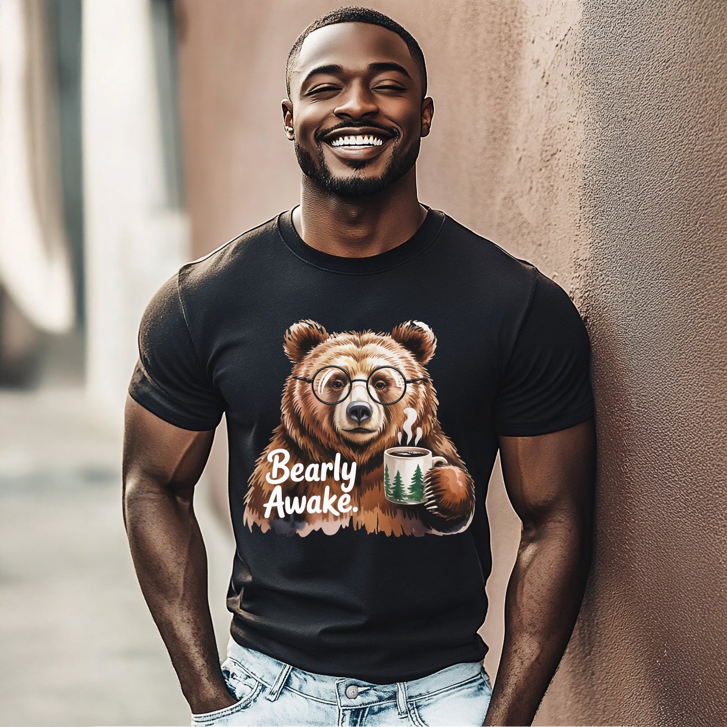 Caffeine Lover Bear Tee – Bearly Awake Design
