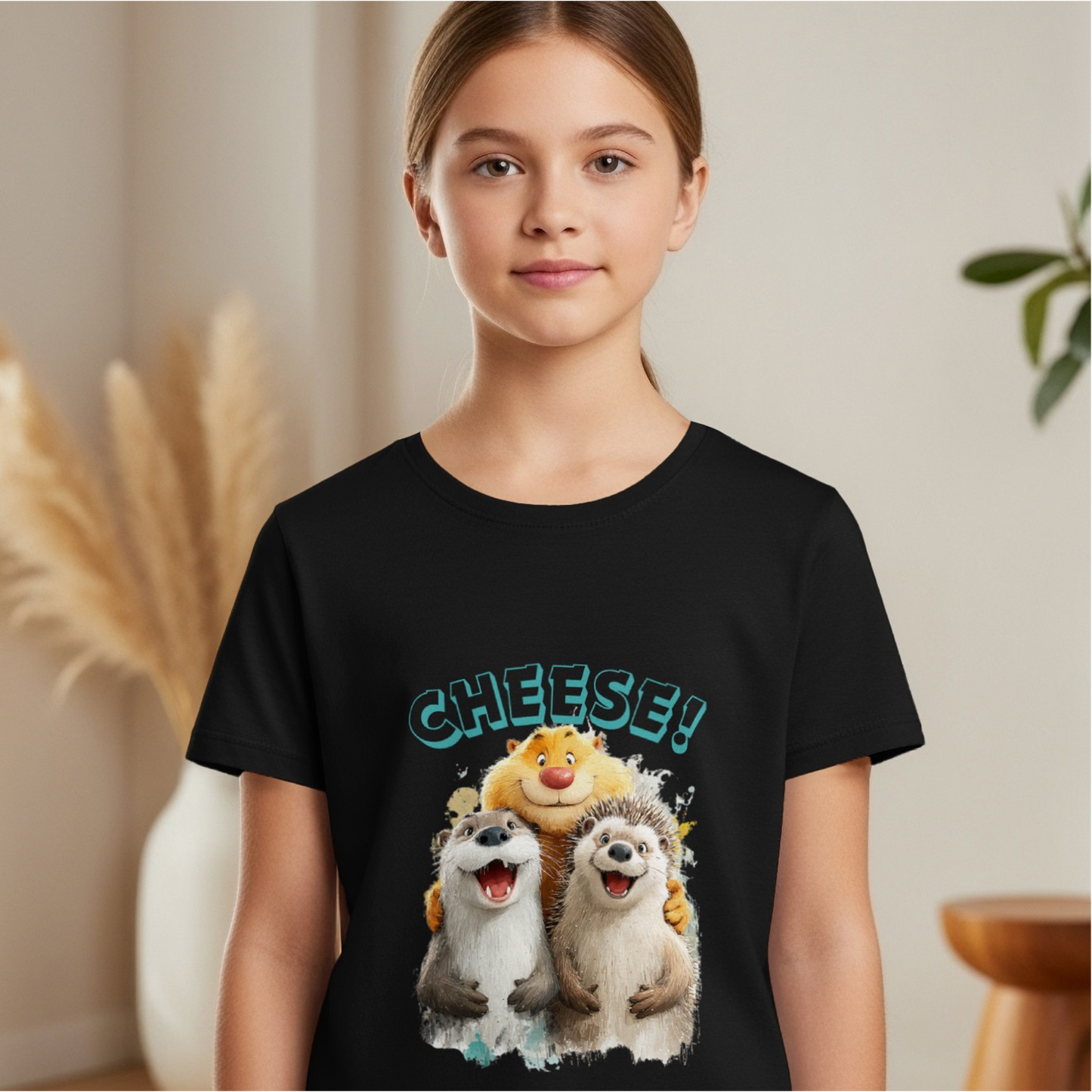 Cheese! Funny Animal Friends Kids T-Shirt