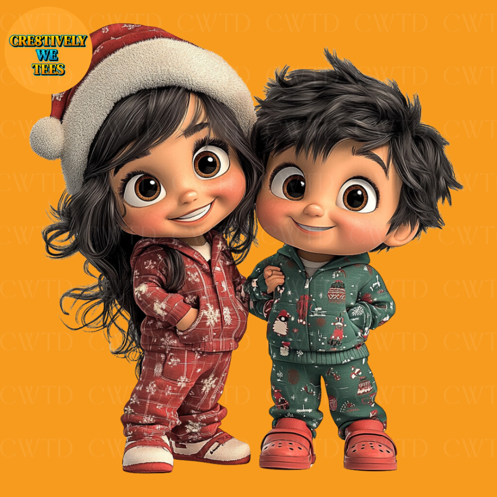 Christmas Pajama Kids - 16 Festive PNG Images