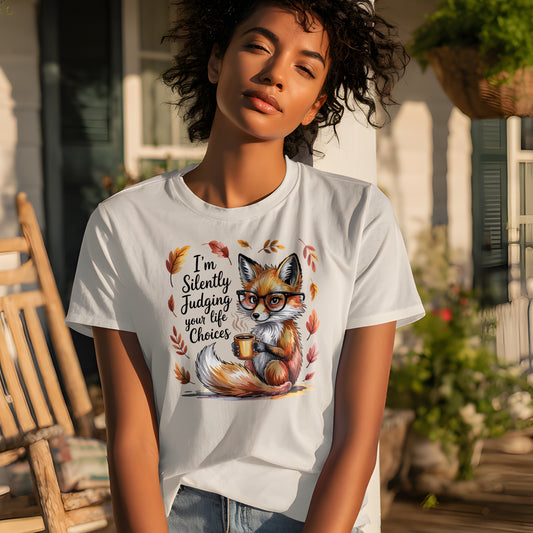 Funny Fox Coffee Shirt – “Silently Judging” Design