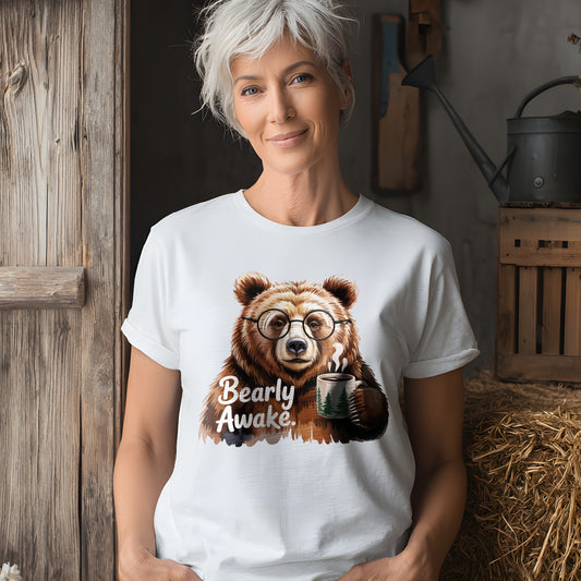 Caffeine Lover Bear Tee – Bearly Awake Design
